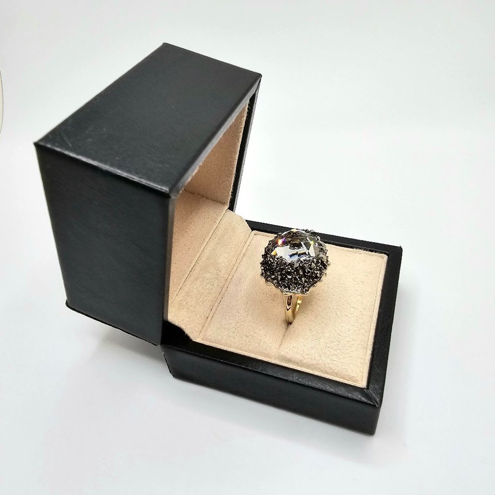 Authentic Swarovski Metallic Light Gold Crystal Bling Poison Ring Size 8